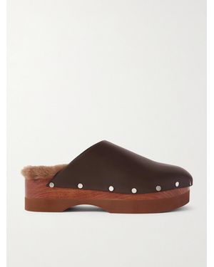 Le Monde Beryl Agnes Shearling-Lined Leather Clogs - Brown