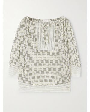 Eres Idylle Amourette Lace-Trimmed Cotton And Silk-Blend Fil Coupé Pyjama Top - White