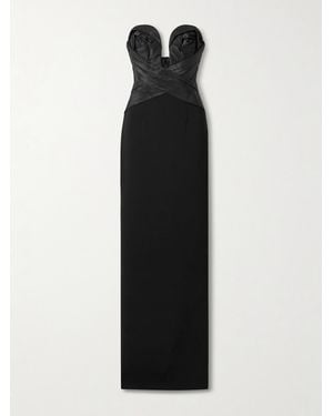 Carolina Herrera Trägerlose Robe Aus Satin Und Crêpe Mit Falten - Schwarz