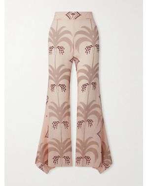 Johanna Ortiz Femininity Dramatic Printed Linen Pants - Natural