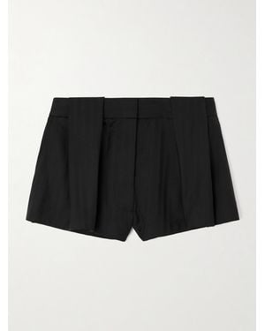 Stella McCartney Pleated Wool-Jacquard Shorts - Black