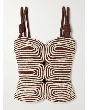 ANDRES OTALORA Marea Knotted Embroidered Linen Top - Gray