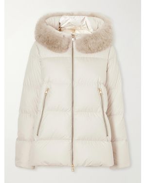 Moncler Laichefur Plush-Trimmed Shell Quilted Down Jacket - Natural