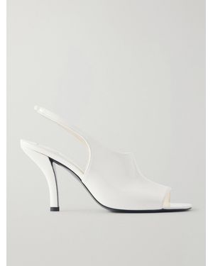 TOTEME Glossed-Leather Slingback Sandals - White