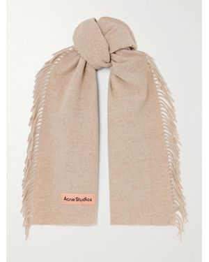 Acne Studios Wollschal Mit Fransen Und Applikation - Natur
