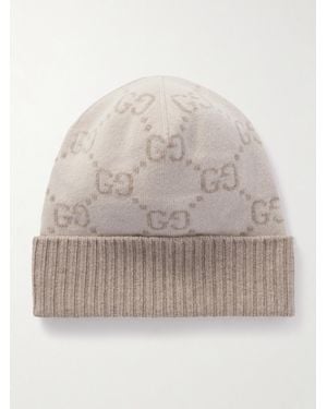 Gucci Jacquard-Knit Cashmere Beanie - Natural