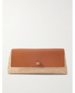 KHAITE Audrey Raffia And Leather Clutch - Brown