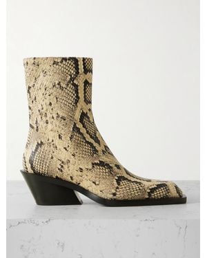Jil Sander Snake-Print Leather Ankle Boots - Natural