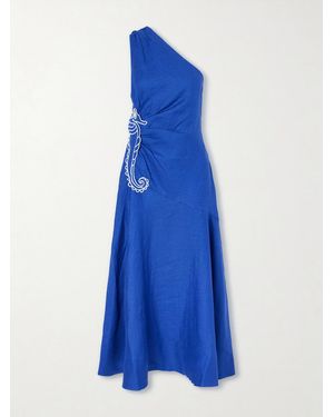 FARM Rio Seahorse Embroidered Linen Maxi Dress - Blue