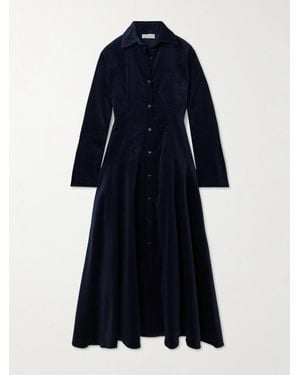 Violante Nessi Weyant Belted Cotton-Corduroy Midi Dress - Blue