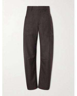 Nili Lotan Shon Wool-Gabardine Barrel-Leg Trousers - Grey