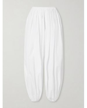 Alaïa Striped Cotton-Poplin Tapered Trousers - White
