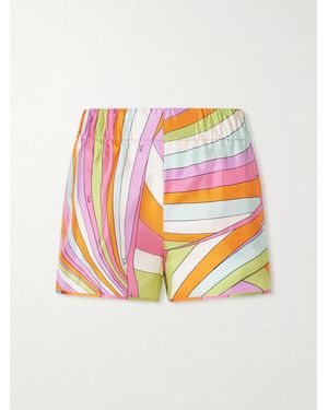 PUCCI Printed Silk-Twill Shorts - Gray
