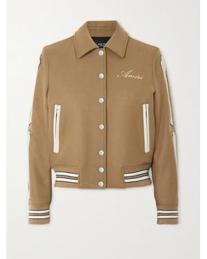 Amiri Bones Appliquéd Wool-Blend Twill Bomber Jacket - Natural