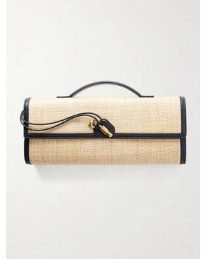 Bottega Veneta Andiamo Shaded Leather Trimmed Raffia Clutch - Natural