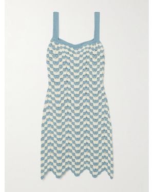 Escvdo Marea Minikleid Aus Gehäkelter Baumwolle - Blau