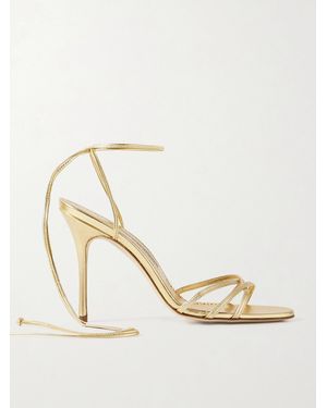 Manolo Blahnik Leva 105 Metallic Leather Sandals - Natural