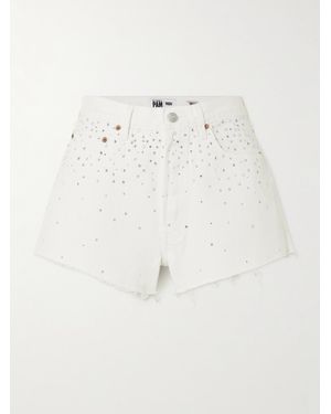 RE/DONE Net Sustain + Pamela Anderson Crystal-Embellished Denim Shorts - Natural