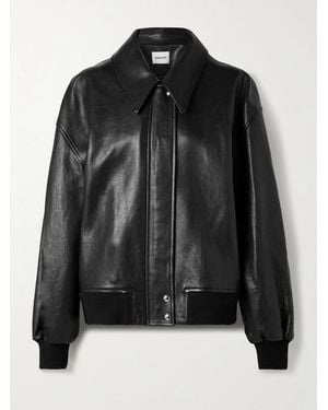 KHAITE Shelman Verkürzte Bomberjacke Aus Leder - Schwarz