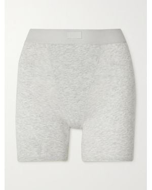 Skims Boxer En Jersey De Modal Et De Coton Mélangés Stretch Boyfriend, Light Heather - Blanc