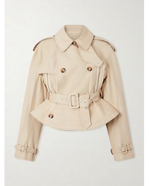 S.S.Daley Evelyn Leather-Trimmed Cotton-Blend Gabardine Jacket - Natural