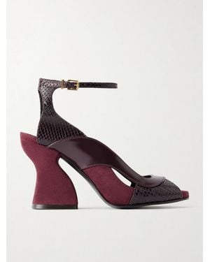 Zimmermann Marvi 75 Smooth, Python-Effect Leather And Suede Sandals - Pink