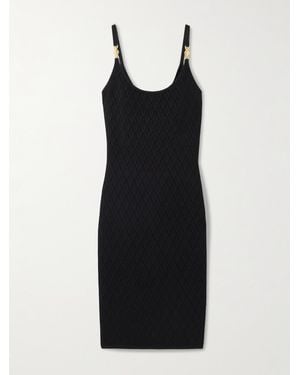 Versace Embellished Knitted Midi Dress - Black