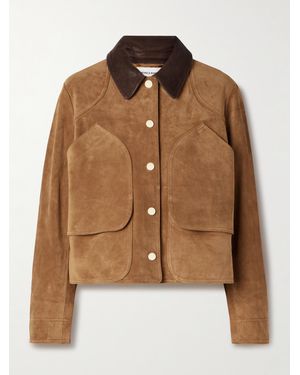 Veronica Beard Walters Leather-Trimmed Suede Jacket - Brown