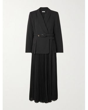 Jonathan Simkhai Alexandra Belted Pleated Crepe Midi Dress - Black