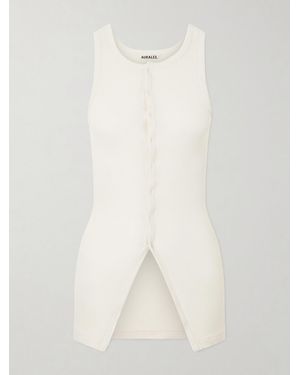 AURALEE Ribbed-Knit Cotton Tank - White