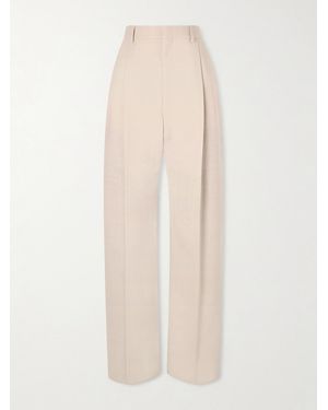 Wardrobe NYC Pleated Wool Wide-Leg Trousers - White