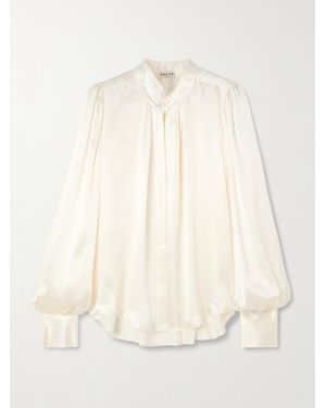 Maison Mayle Val D'Isere Gathered Silk-Charmeuse Blouse - Natural