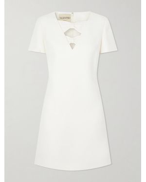 Valentino Garavani Bow-Detailed Wool And Silk-Blend Crepe Mini Dress - White