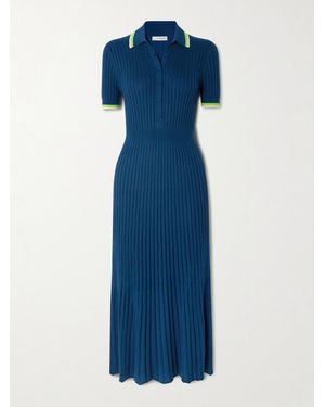 Gabriela Hearst Eyot Ribbed Silk And Cashmere-Blend Midi Dress - Blue