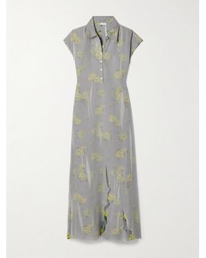 Acne Studios Layered Chiffon And Floral-Print Crepe Maxi Dress - Gray