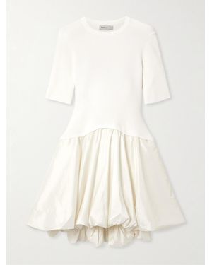 Jonathan Simkhai Kenny Ribbed-Knit And Pleated Taffeta Mini Dress - Natural