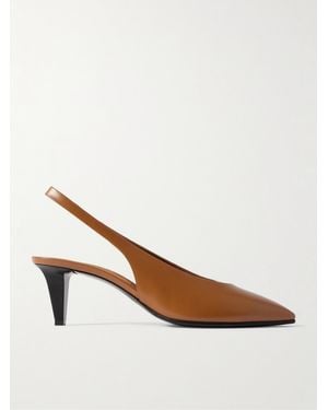 Loro Piana Rebecca Leather Slingback Court Shoes - Brown