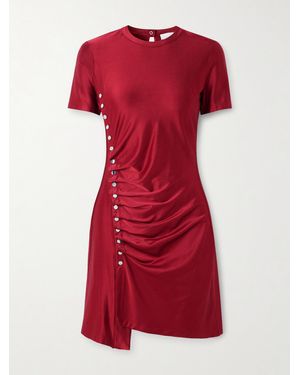 Rabanne Embellished Gathered Satin-Jersey Mini Dress