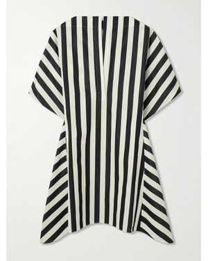 Jacquemus Moisson Oversized Striped Cotton And Silk-Blend Midi Dress - Black