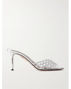 Aquazzura Lumiere Mules Aus Pvc Mit Cut-Outs Und Kristallen - Natur
