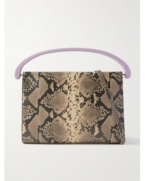 Dries Van Noten Tote Aus Leder Mit Schlangeneffekt - Natur