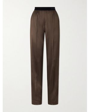 Tom Ford Silk-Blend Satin Pants - Brown