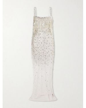 Jenny Packham Iris Embellished Cape-Effect Georgette Gown - White