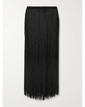 Altuzarra Coby Fringed Stretch-Knit Maxi Skirt - Black