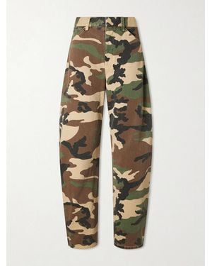Nili Lotan Tribeca Cotton Straight-Leg Trousers - Green