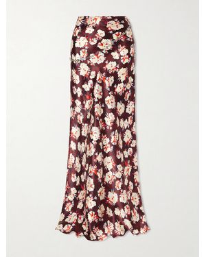 Rabanne Chainmail-Embellished Floral-Print Silk Maxi Skirt - White