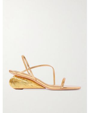 Jonathan Simkhai Bridget Metallic Leather Wedge Sandals - Natural