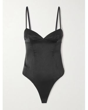 Kiki de Montparnasse Tous Les Jours Stretch-Silk Bodysuit - Black