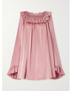 Chloé Ruffled Silk-Satin Mini Dress - Pink