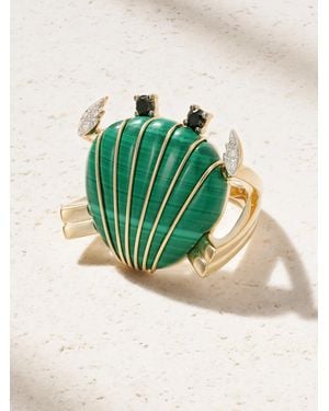 Yvonne Léon Crabe Coquillage 9-Karat, Malachite And Diamond Ring - Green